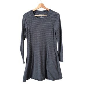 Toad&Co Windmere Dress Womens S Blue Striped Long Sleeve Organic Cotton Scandi